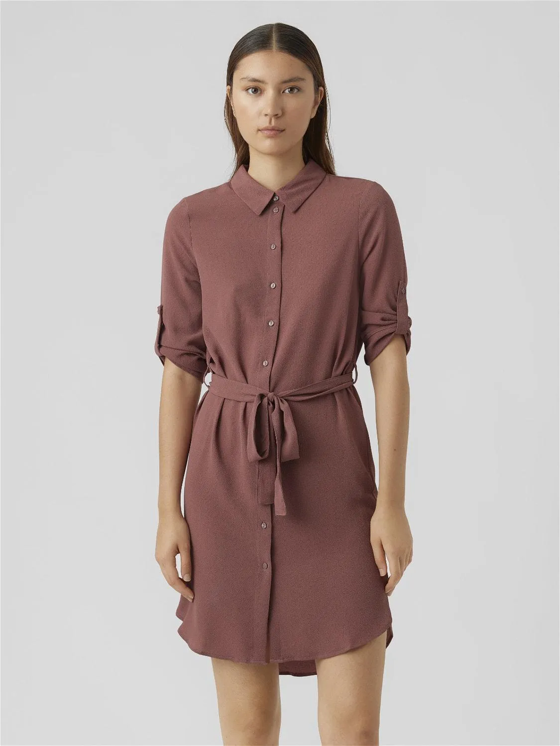 Regular fit O-hals Mouwuiteinden met omslag Korte jurk