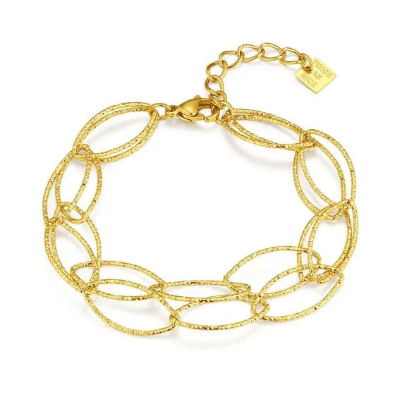 Armband in goudkleurig edelstaal, ovale schakels