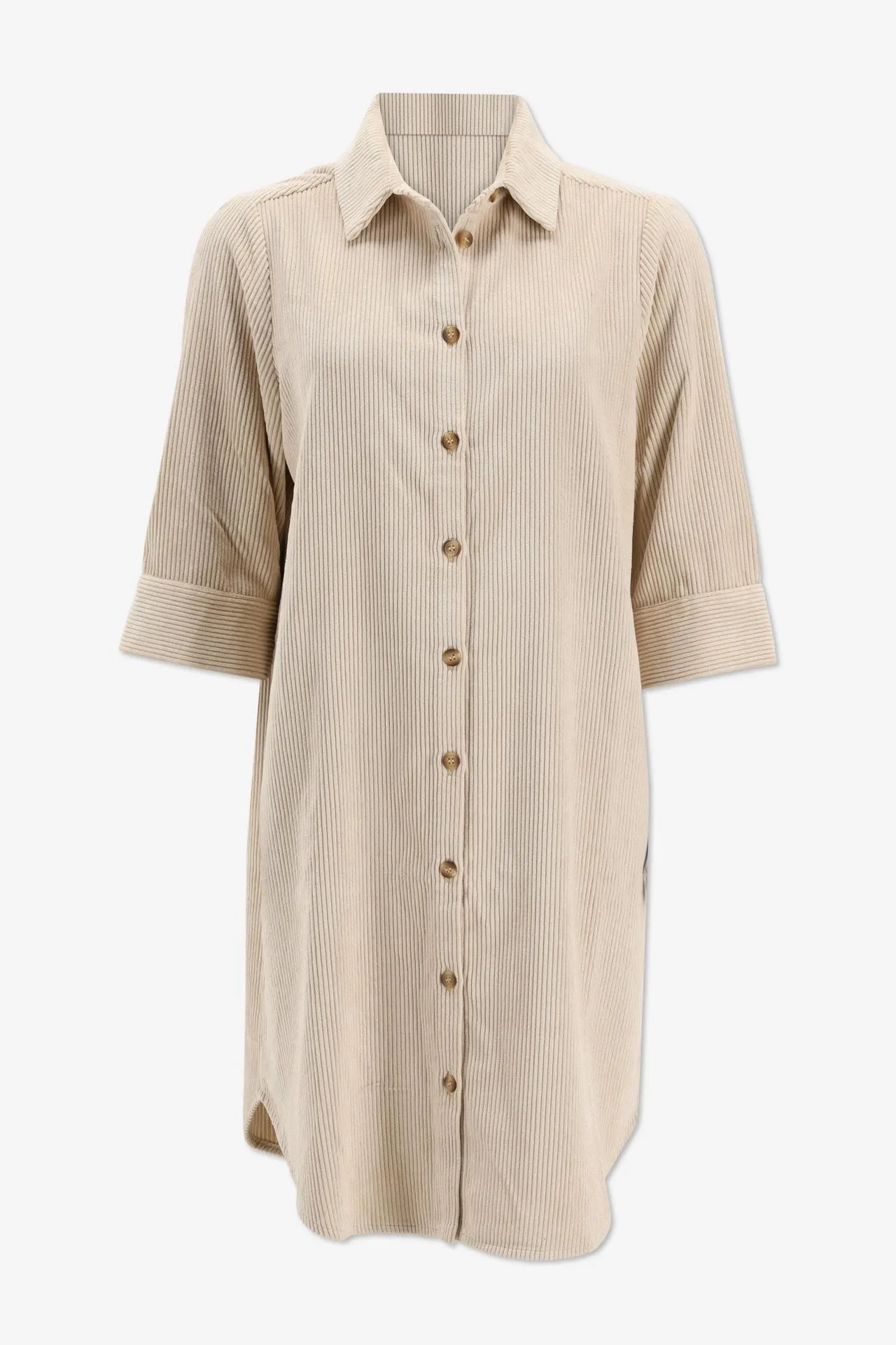Lichtbeige kort corduroy jurk