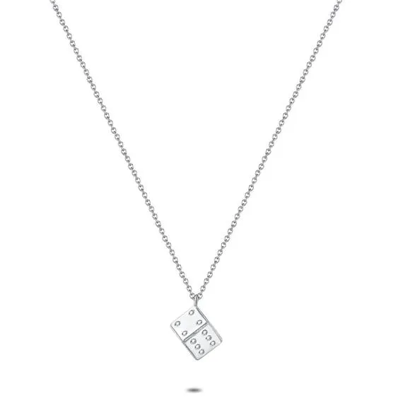 Halsketting in edelstaal, domino ontwerp