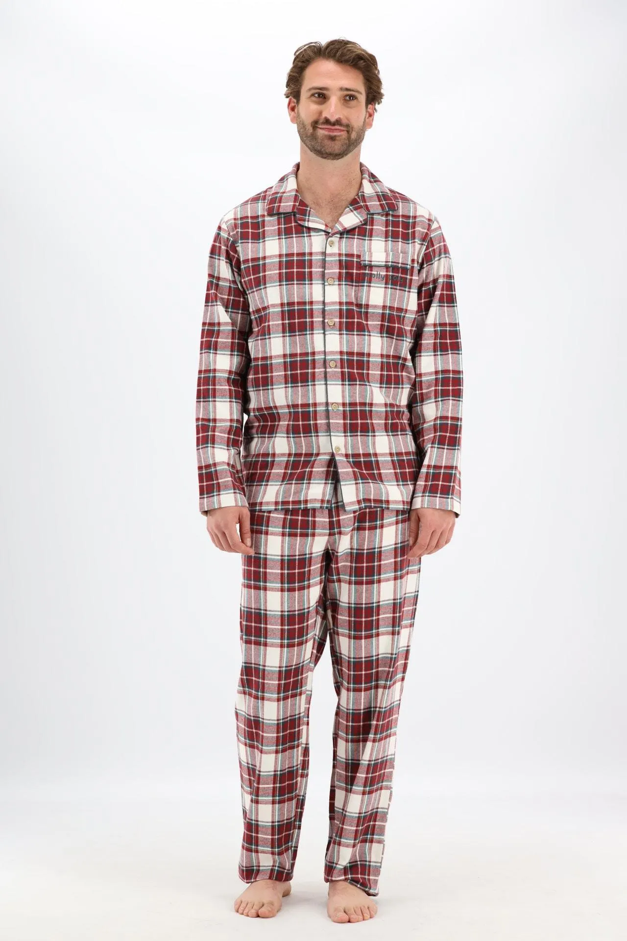 Rood/groen/wit geruit flanel pyjama