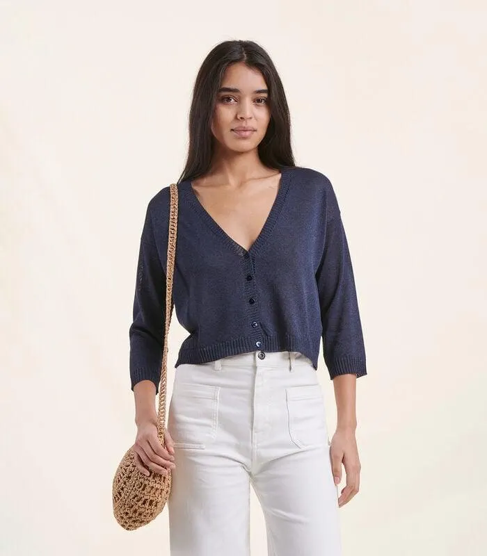 Kort vest van iriserend tricot