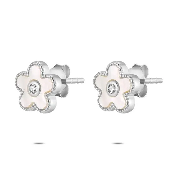 Oorbellen in zilverkleurig zilver, bloemen