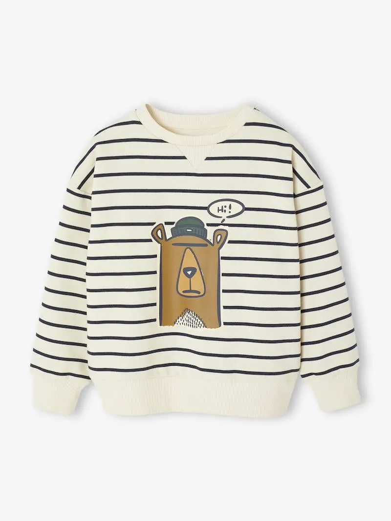 Sweat chien imprimé garçon - rayé blanc