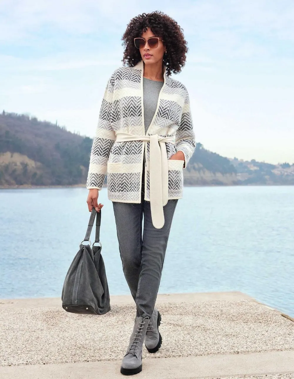 Vest zonder sluiting met strikceintuur