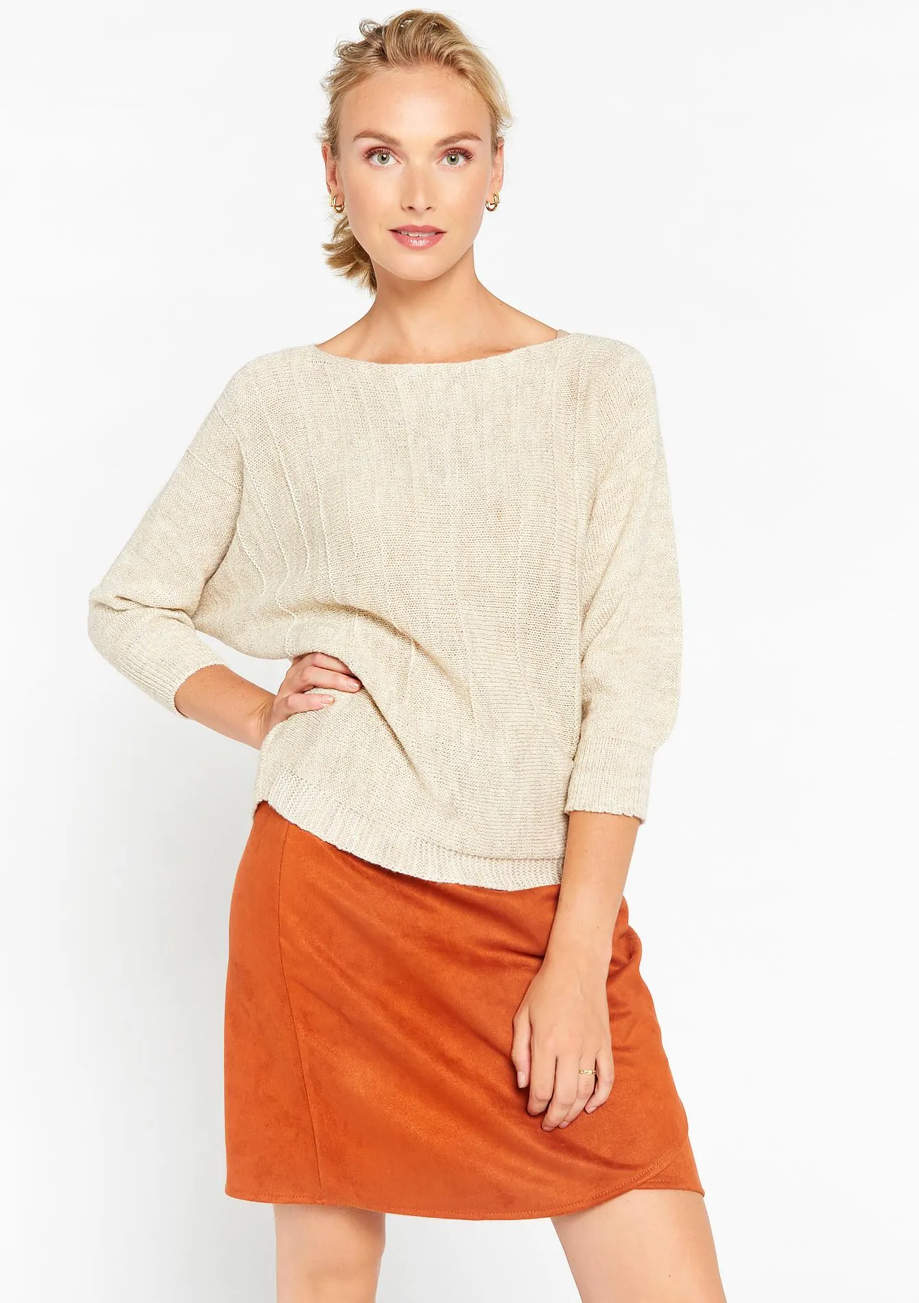 Lurex pullover with batwing sleeves