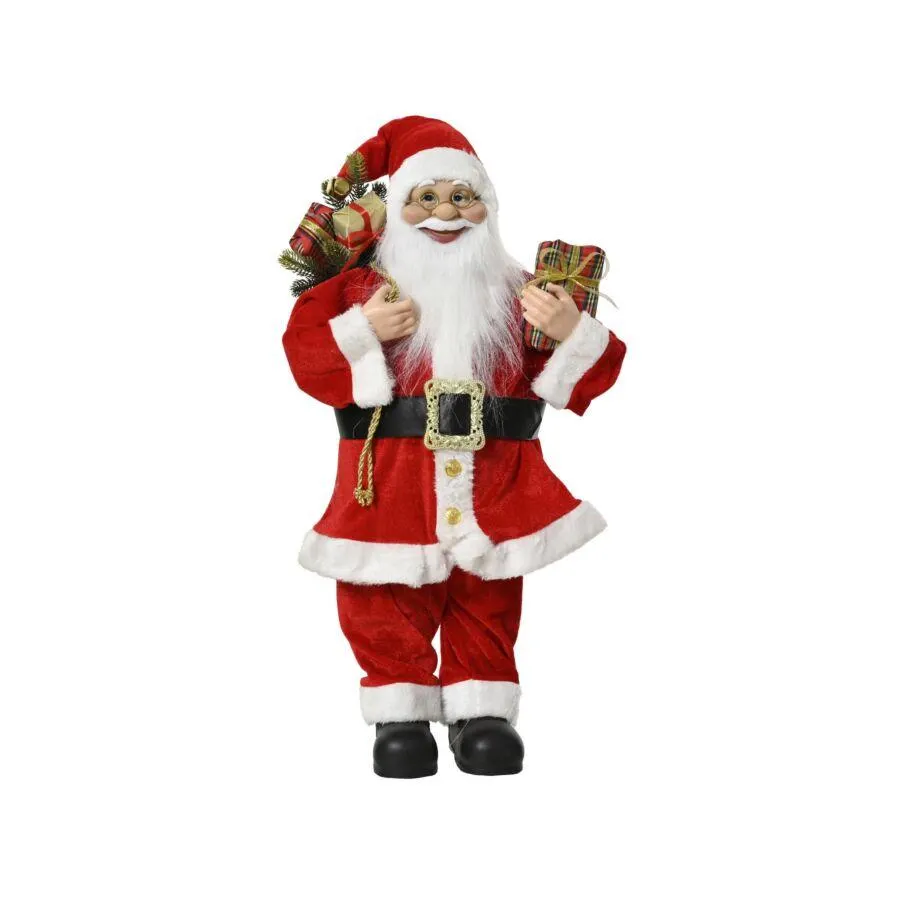 Decoris kerstman polyester rood/wit 60cm