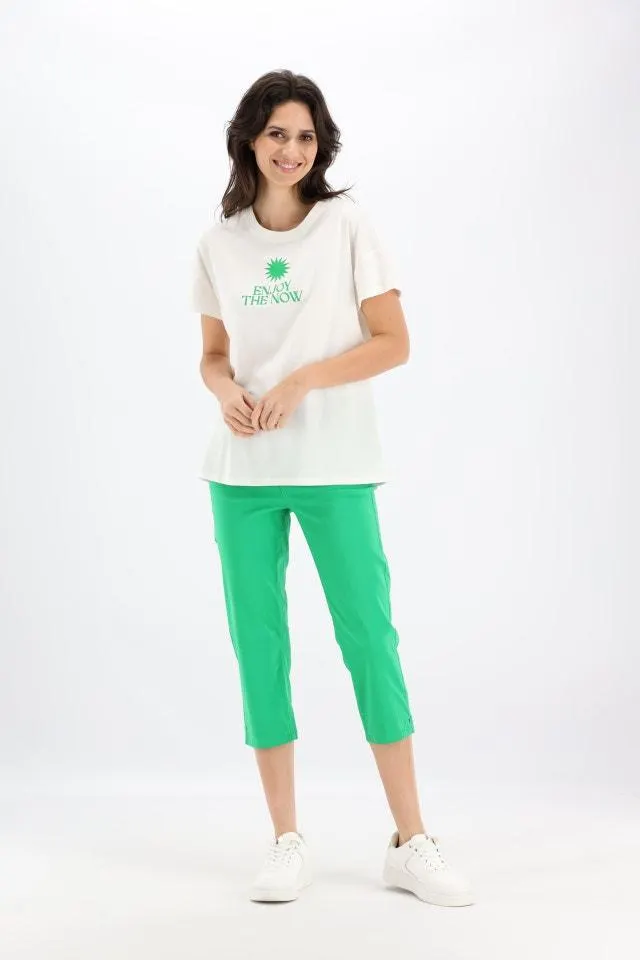 Wit T-shirt "Enjoy the now"