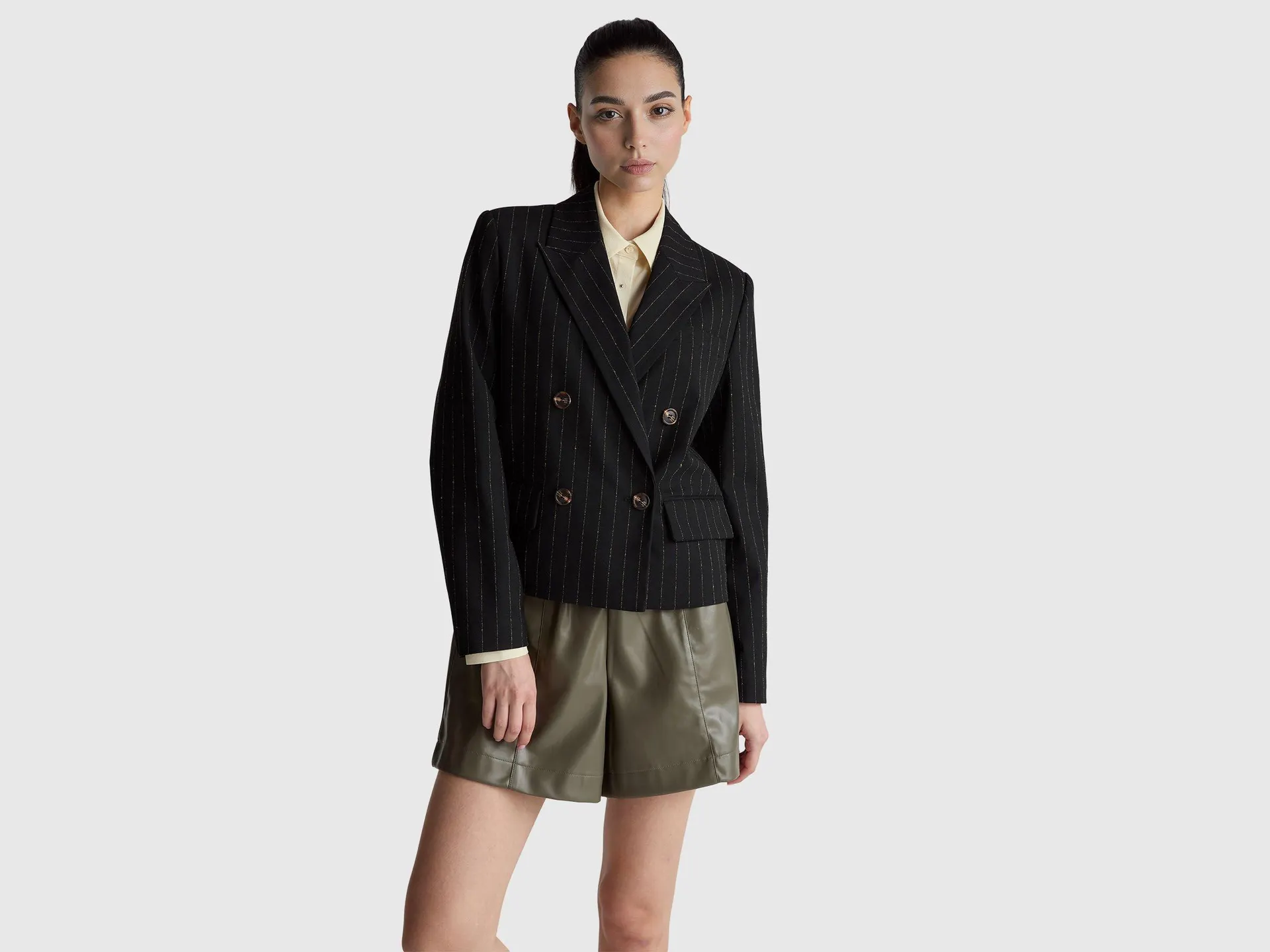 Short pinstriped blazer