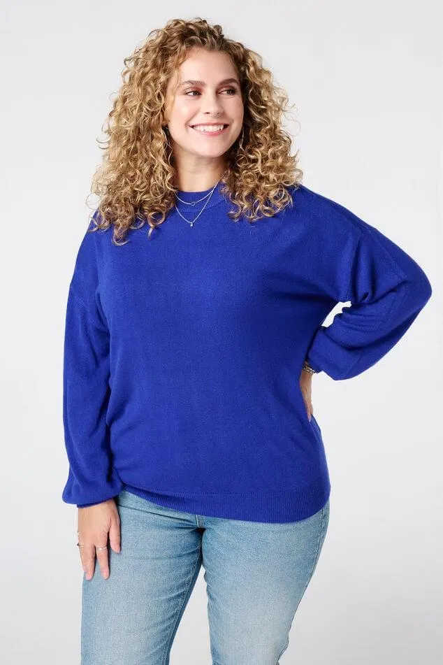 Fijn gebreide trui met ballonmouwen