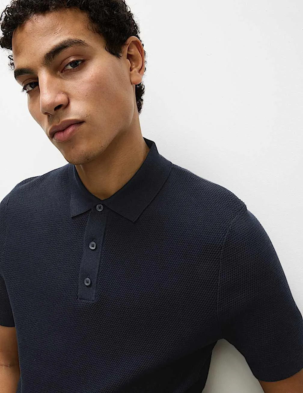 Cotton Rich Textured Knitted Polo Shirt