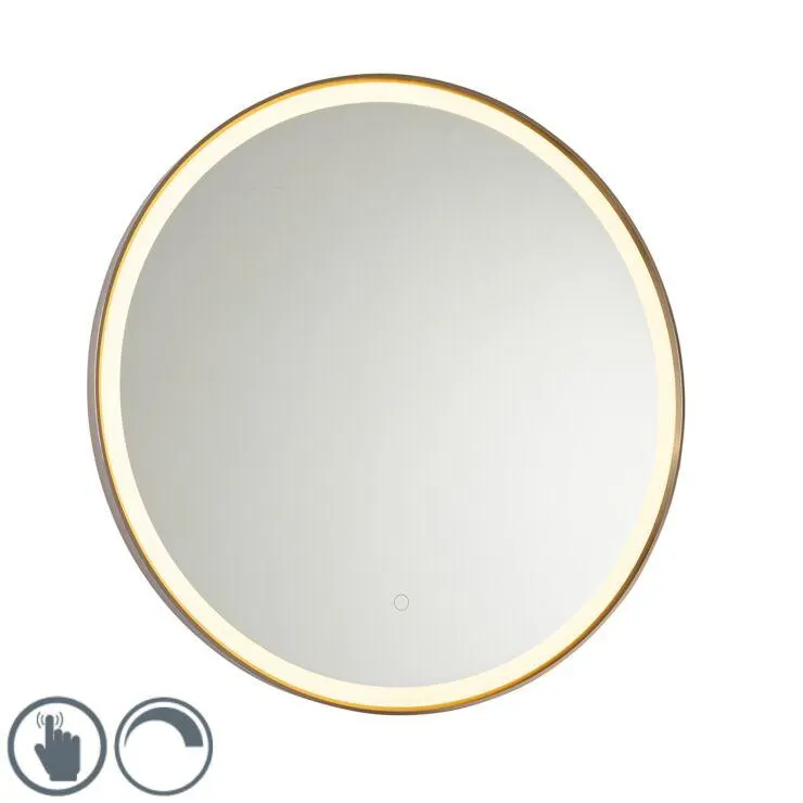 Badkamerspiegel rosé goud 70 cm incl. LED met touch dimmer - Miral
