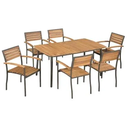Table Et Chaise De Jardin Vidaxl Brun Ensemble De Meubles De Jardin En Bois