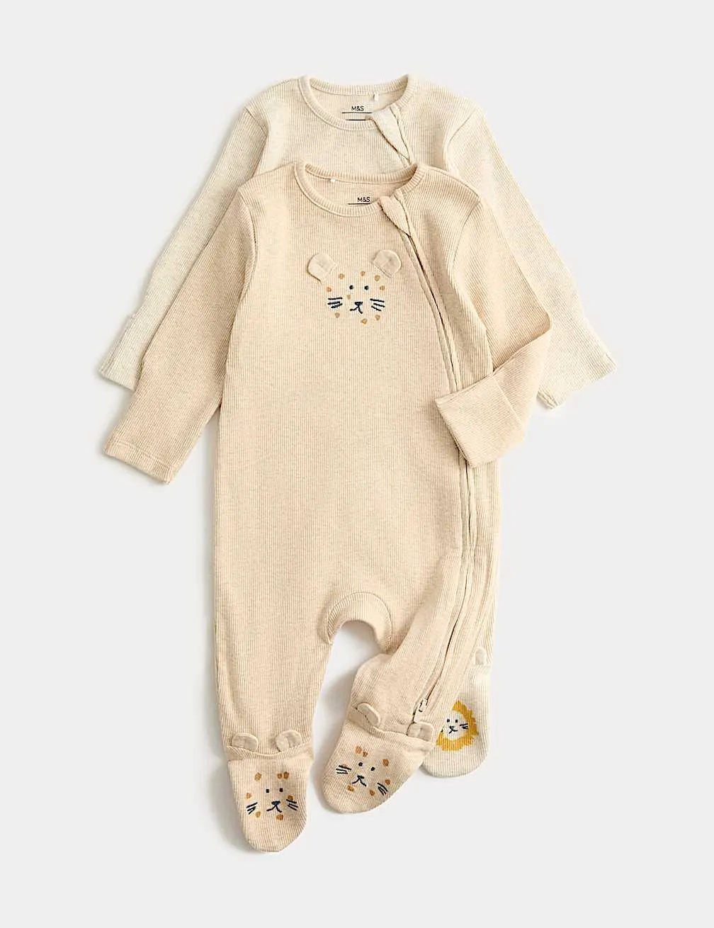 2pk Cotton Rich Novelty Sleepsuits (Tiny-3 Yrs)