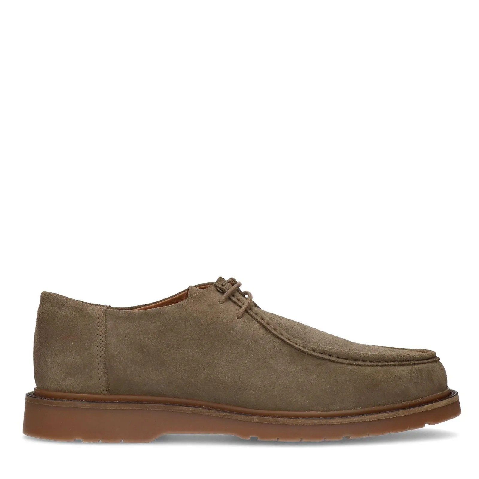 Manfield Taupe suède veterschoenen