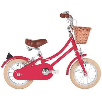 Bobbin Fiets 12" gingersnap (incl mandje+wieltjes) - cherry pink