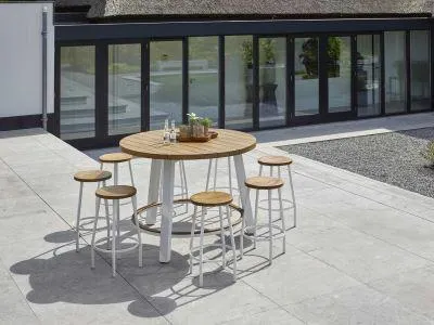 Texas tuintafel | wit aluminium | robuust teak