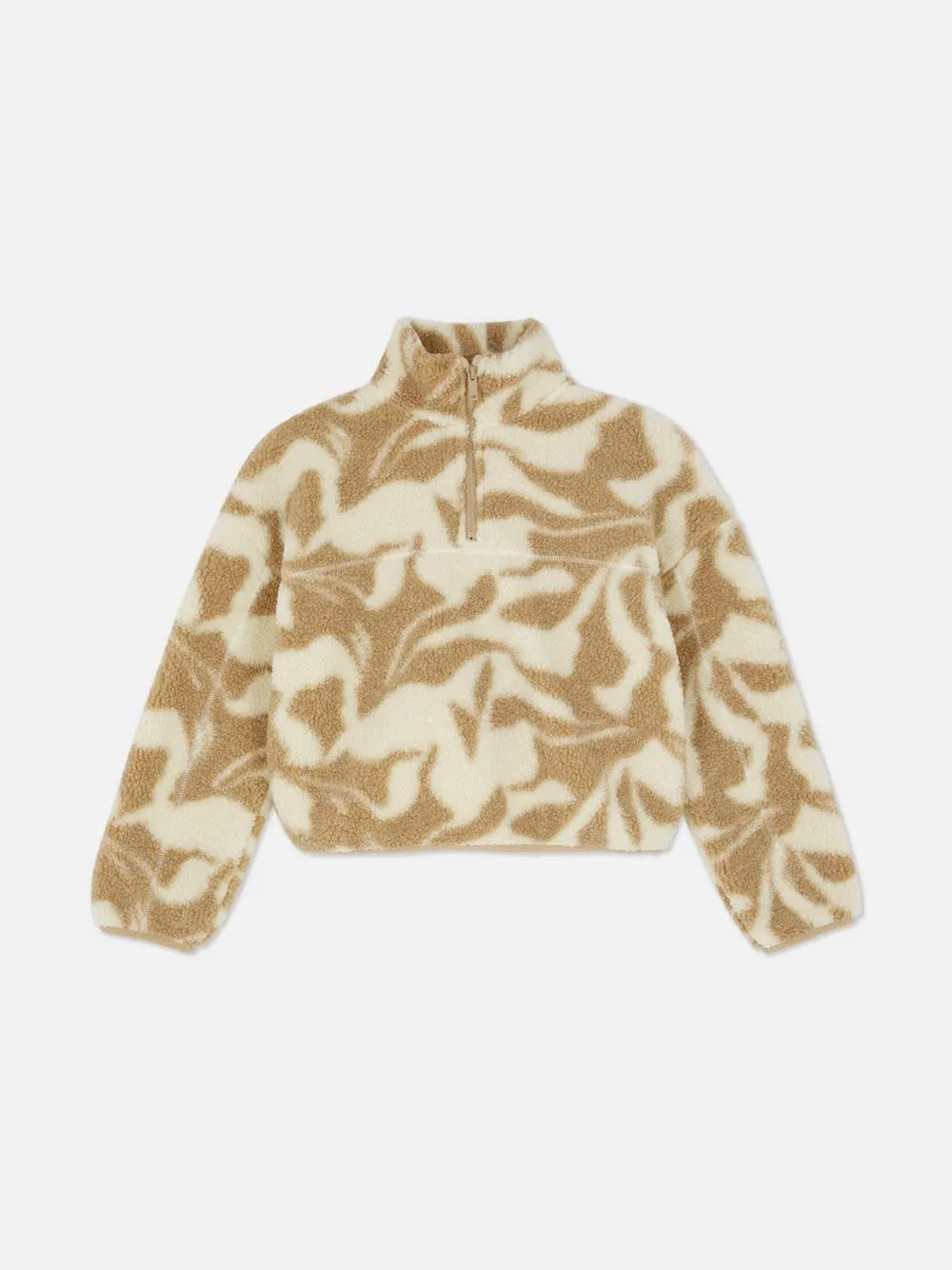 7-15 ans | Sweat-shirt effet mouton retourné à col cheminée zippé