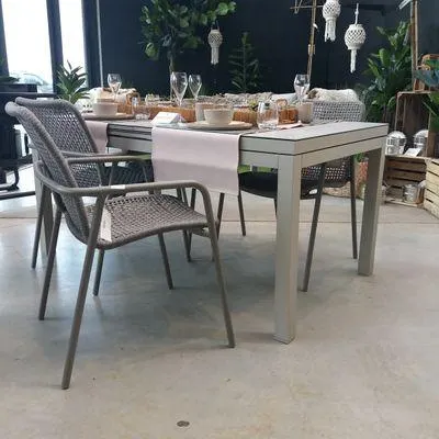 Tafel Albin 220-280x100cm zand/keramiek