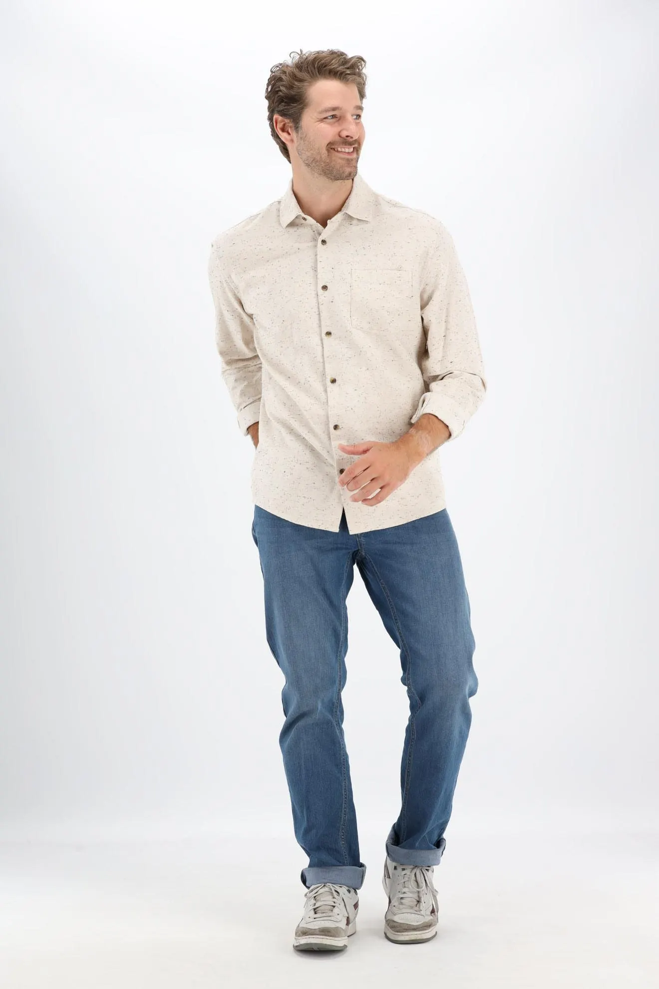 Beige gespikkeld hemd by Tuur