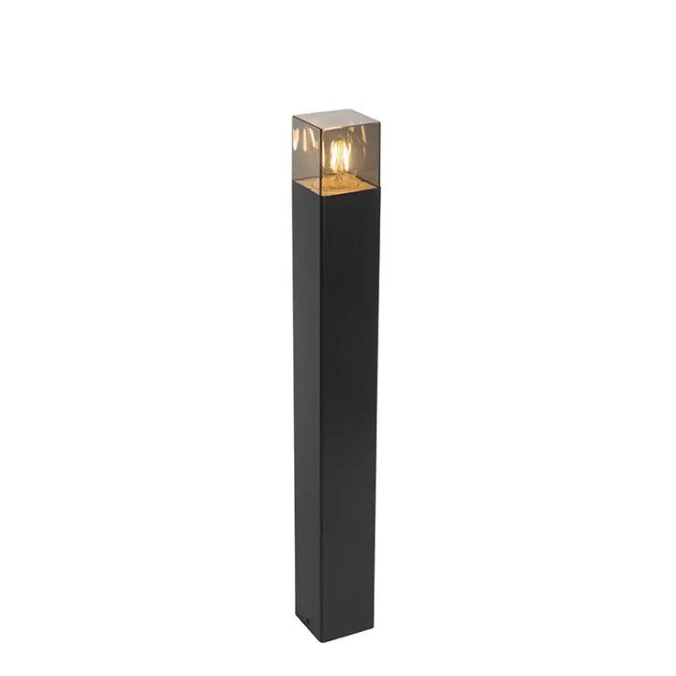 Staande buitenlamp zwart 70 cm IP44 met smoke glass - Denmark