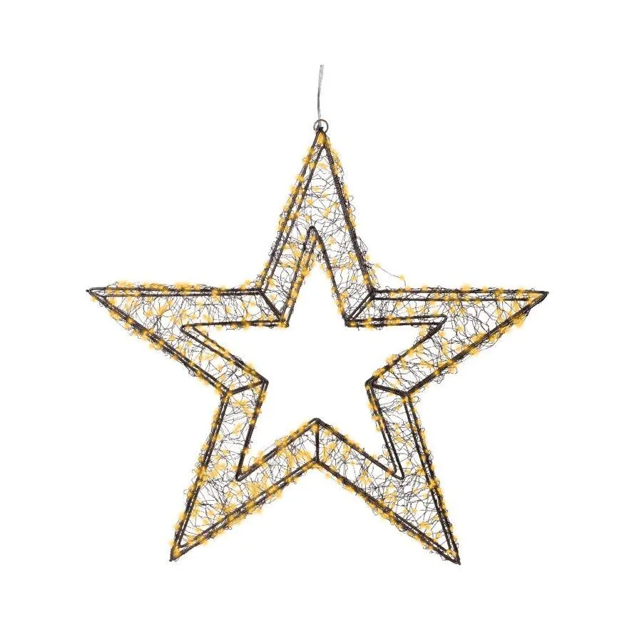 Lumineo 490626 Micro LED Ster Metaal - 720 LEDs - Buitenverlichting Steady met Timer - 58cm