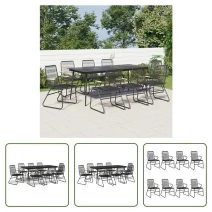 vidaXL Ensemble à manger de jardin 9 pcs noir rotin PVC