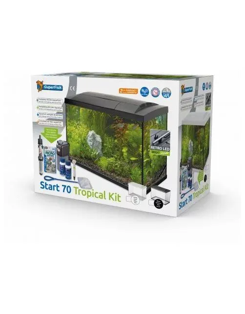 Superfish Aquarium Start 70 Tropical Kit Retro Led 73 l - Aquaria - Zwart L