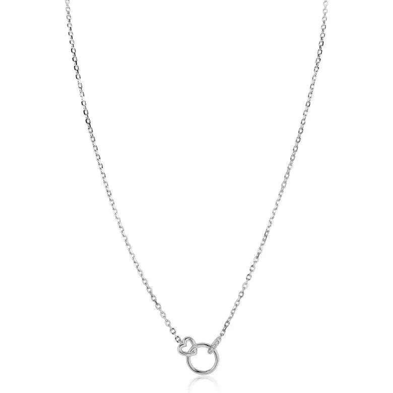 ZINZI zilveren ketting 45cm met verbonden hart en rondje ZIC2811