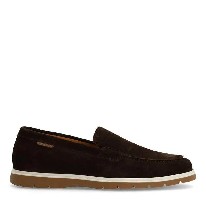 Bruine suède loafers
