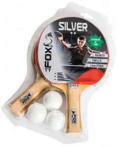 Fox TT Silver 2 Star tafeltennisset 23 cm hout/rubber 5-delig