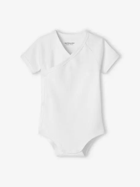 Lot de 5 bodies manches courtes bébé ouverture naissance BASICS - lot ivoire