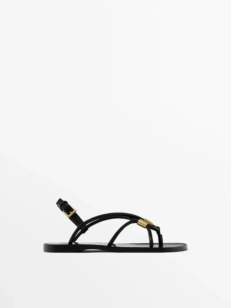 Strappy sandals with metal detail