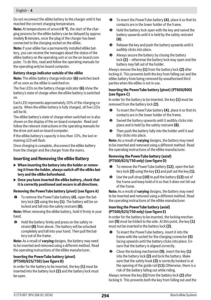Electric Bike Manual van 12 februari tot 12 augustus 2025 - folder pagina 294