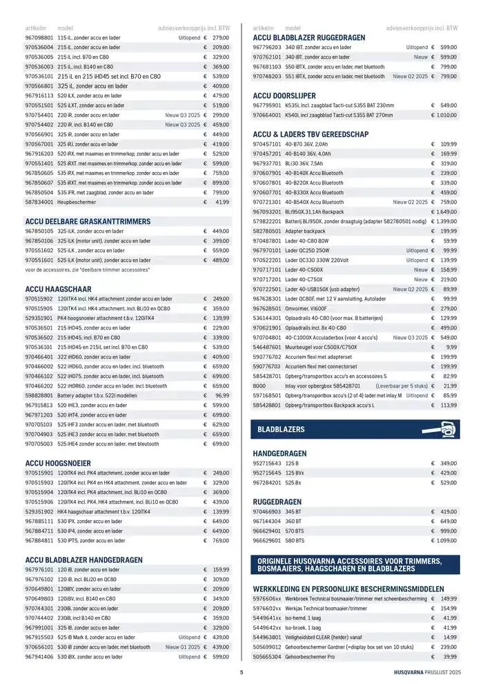 Prijslijst van 15 januari tot 31 maart 2025 - folder pagina 5