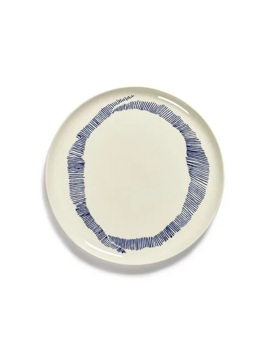 Serveerbord Feast Wit swirl-stripes blauw