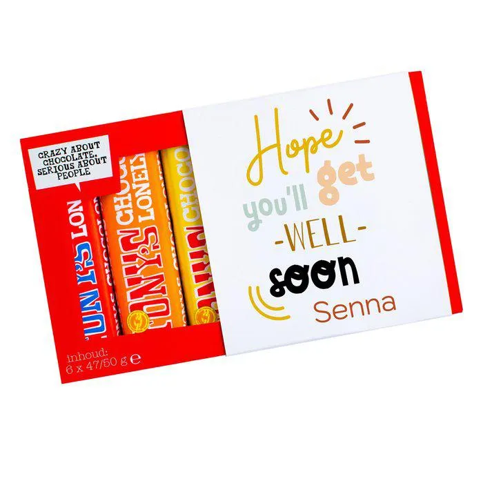Tony’s Chocolonely | Proeverijtje | Beterschap met eigen naam | 300g