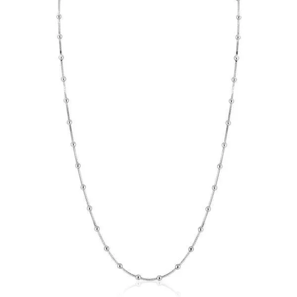 ZINZI zilveren slangen-ketting met vierkant geslepen schakels en 40 verfijnde glanzende bolletjes (2,5mm breed) 43-45cm ZIC2471