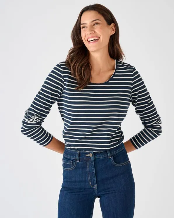 T-shirt effen of gestreept met Thermolactyl-label