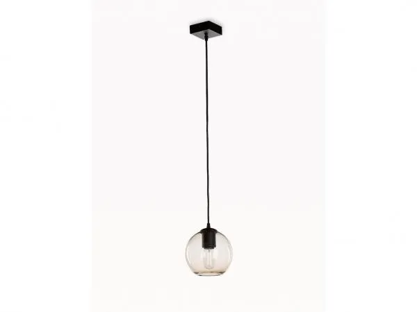 Plafondlamp SEATTLE met 1 glazen bol Topaz - zwart
