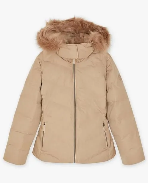 Beige jas met afneembare kap