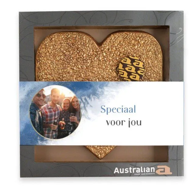 Australian Hart | Melk Goud | Speciaal voor jou met eigen foto | 220g