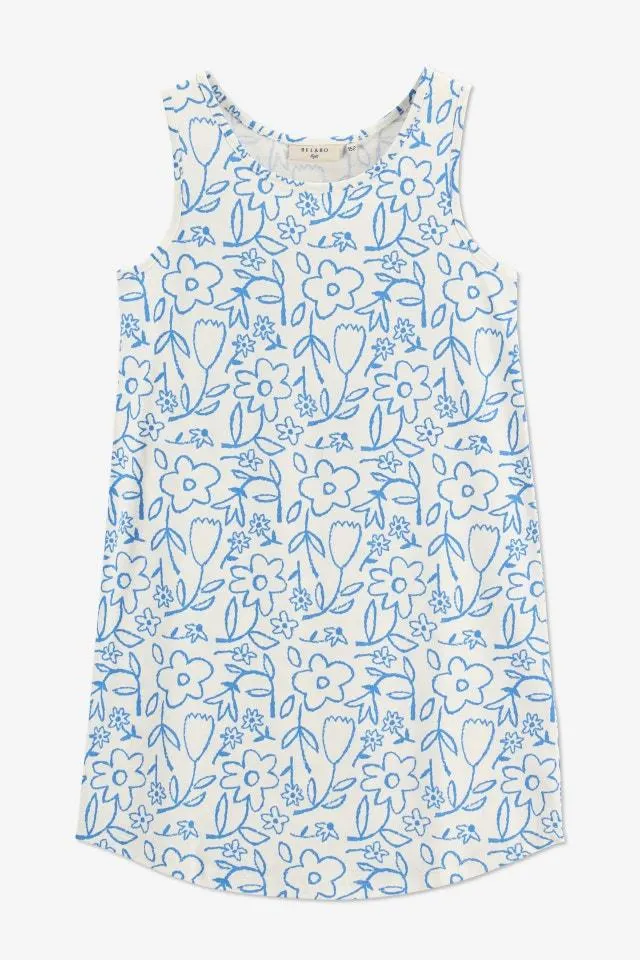 Wit/blauw gebloemde slaapkleed