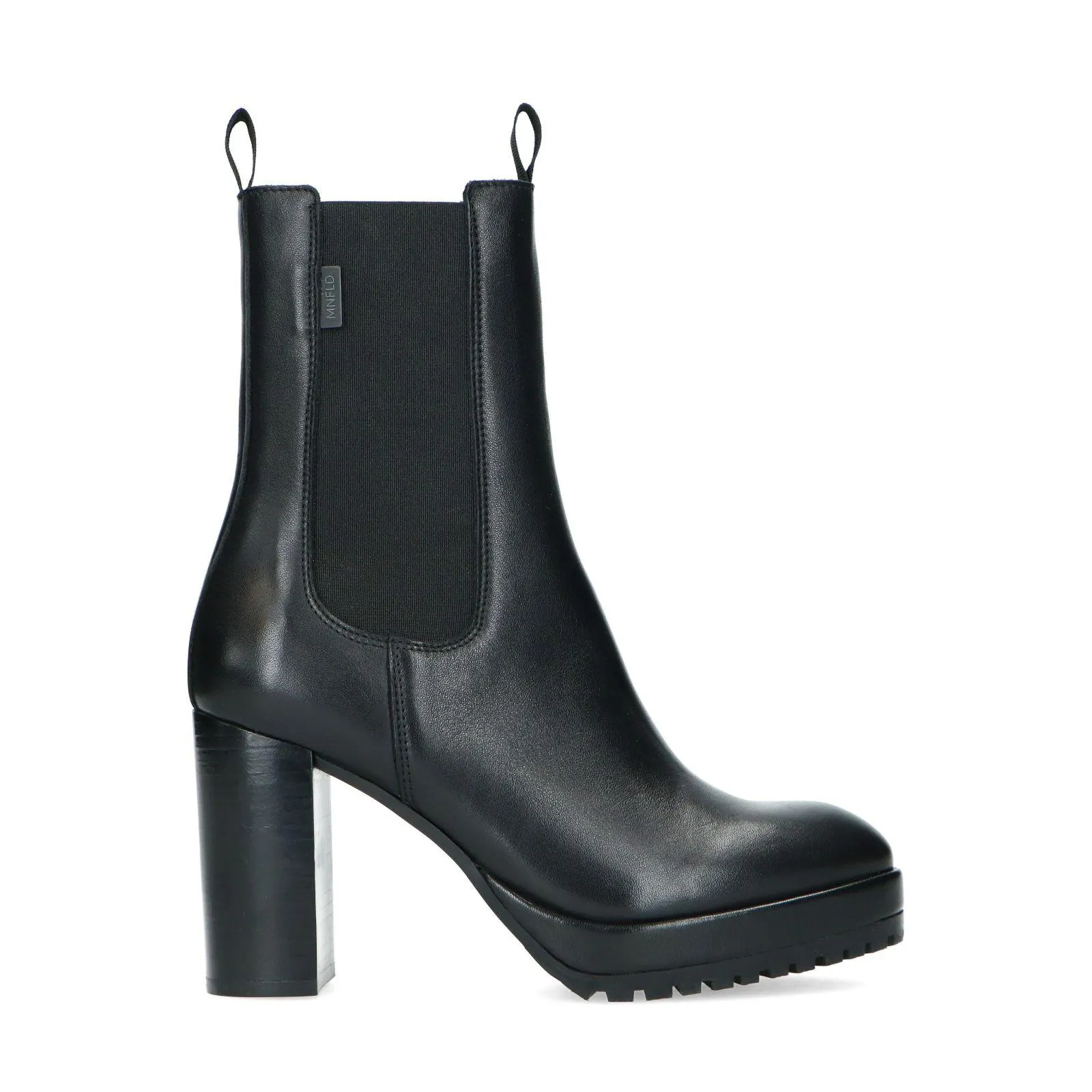 Manfield Zwarte leren chelsea boots met hoge hak