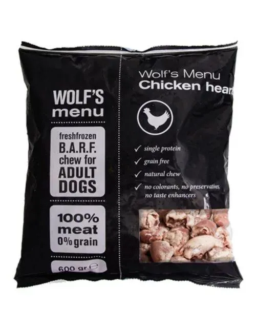 Wolf's Menu Chicken Heart - Diepvriesvoer - Kip 600- g