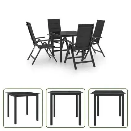 vidaXL Ensemble de salle à manger de jardin 5 pcs Aluminium Anthracite