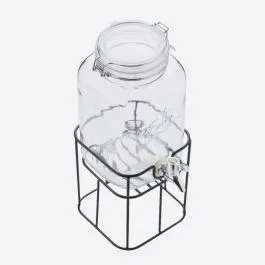 Vierkante drankdispenser met metalen houder 3,6l