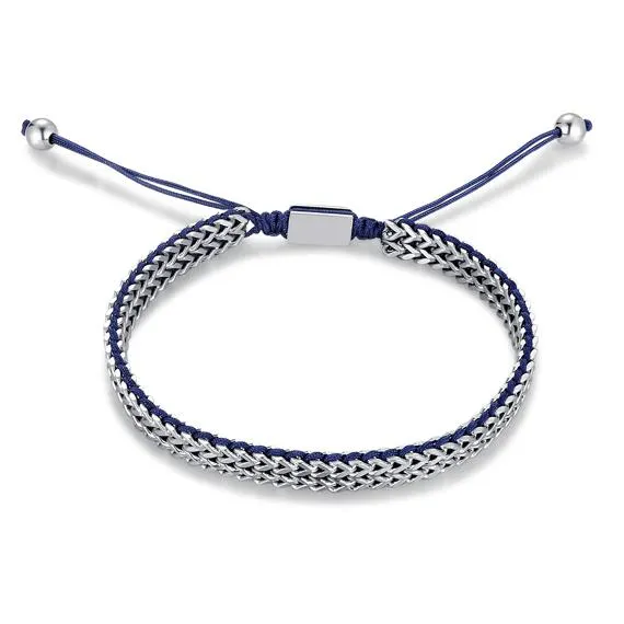 Armband in edelstaal, blauw en staal