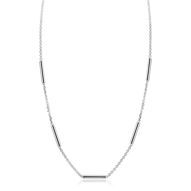 ZINZI zilveren schakelketting 45cm met vijf gladde ronde staafjes ZIC2800