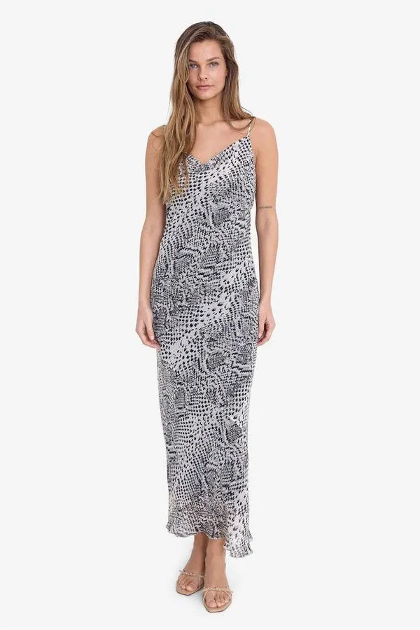 Vestido midi tirantes animal print